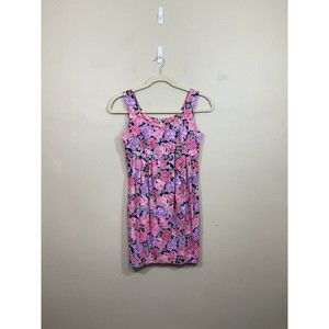 VTG Womens Floral Mini Dress S Pink Cottagecore Retro Handmade Party Barbiecore